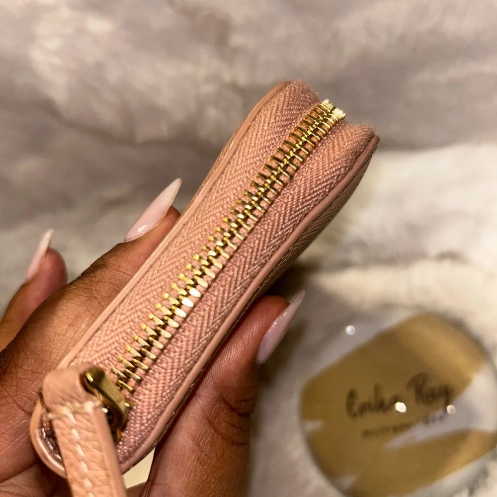 Christian Dior Blush Pink Grained Leather Zippy Wallet‎